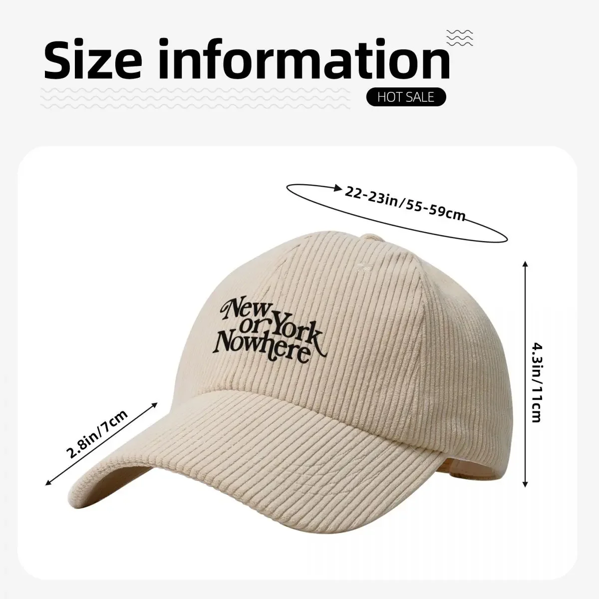 NEW YORK OR NOWHERE Corduroy Baseball Cap Hip Hop black Women\'s 2024 Men\'s