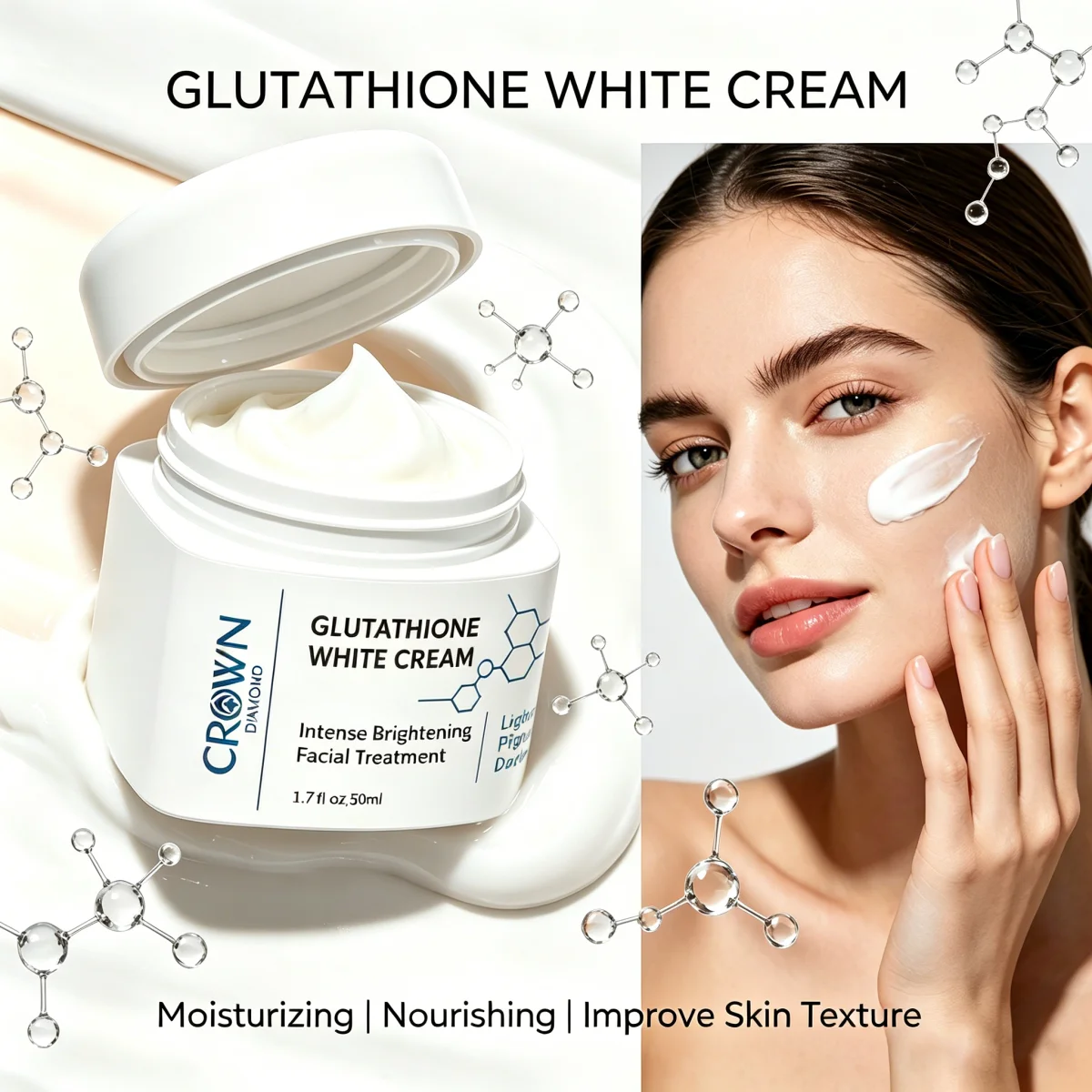 

Glutathione Face Cream Gentle Daily Moisturizer for Smooth Comfortable Skin Care Promotes Skin Elasticity Locking Moisture 50ML
