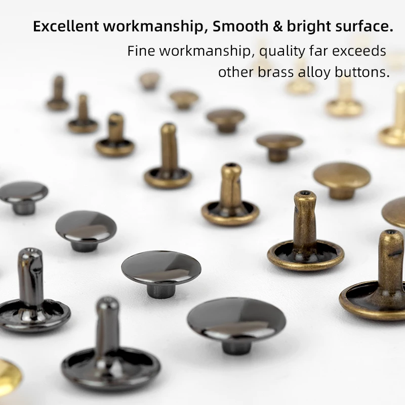 WUTA 100set 100% Brass Leather Rivet Double Cap Rivet Round Stud Spike Collision Nail Decorative Rivet For Clothes Bag Shoe Belt