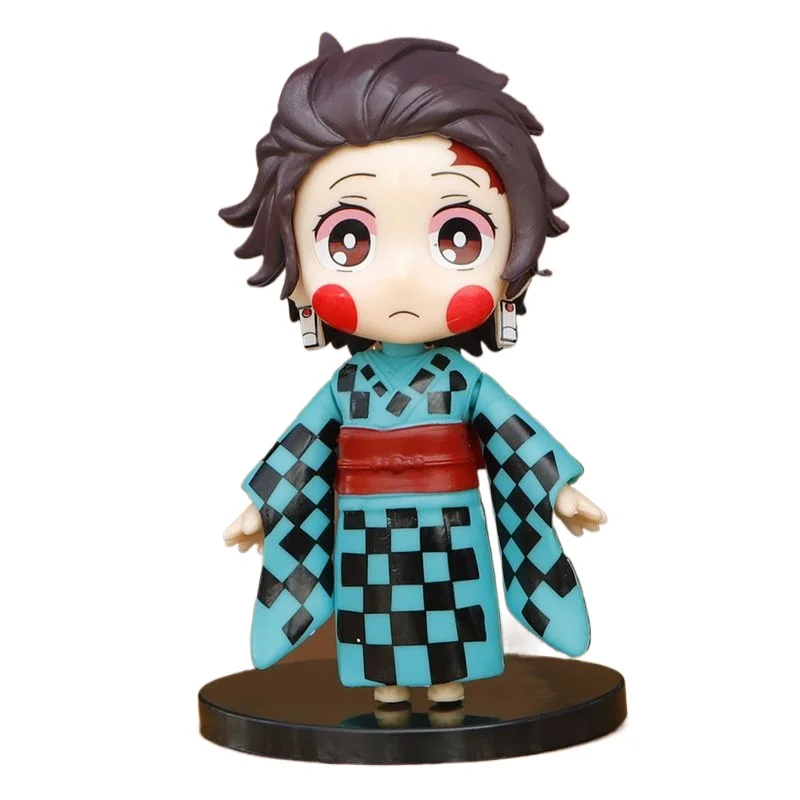 Demon Slayer Q-Version Anime Figuren Set 5 Stück Tanjiro Nezuko Zenitsu Inosuke Shinobu Kimono Yukata PVC Spielzeug Geschenk