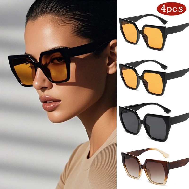 Hiking Camping 1/4pcs Fashion Brand Square Anti Light Glasses Men Large Frame Women Vintage Simple Designed Popular Glasses