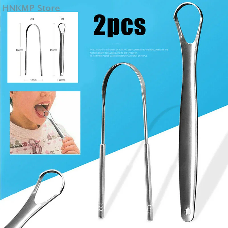 2PCS Stainless Steel Tongue ScraperOral Cleaning & Care UtilityTongue Brush For Bad BreathTongue Scraper