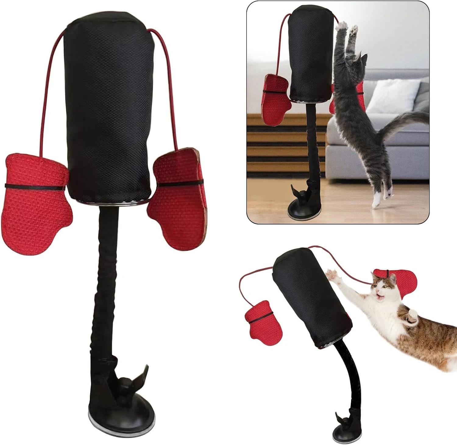 Cat Toys Interesting Punching Toy Bag Teaser with Boxing Gloves for Felines Cats Plaything Indoor Felines Boxing Punching Bag
