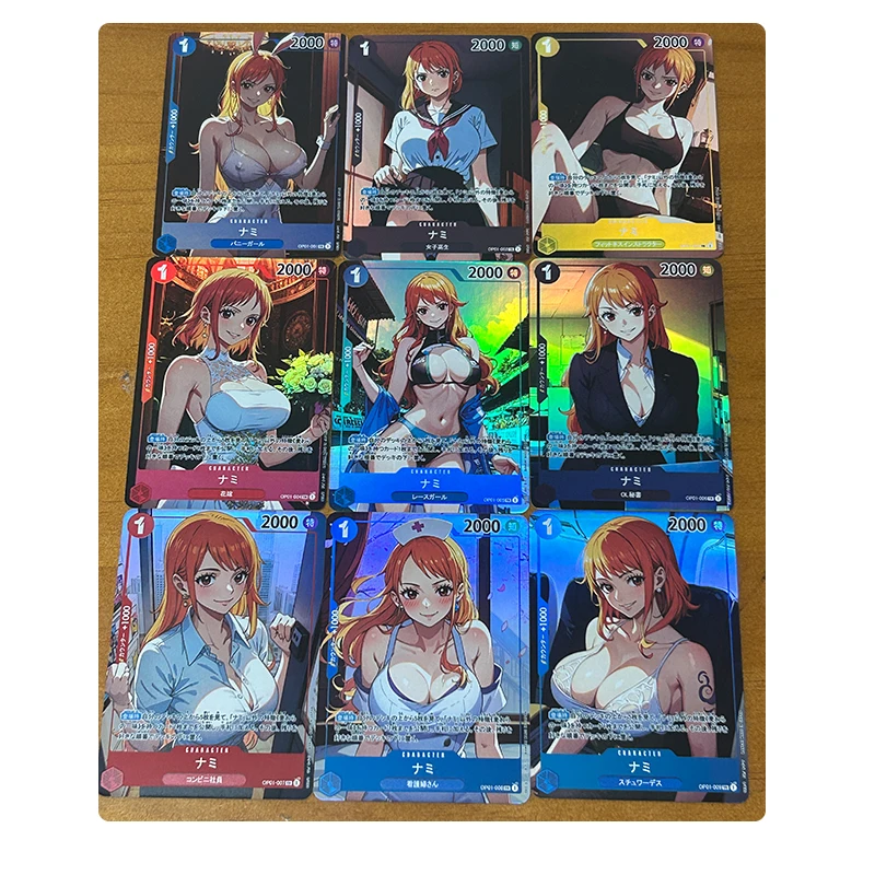 9Pcs/set Rare Game Card One Piece Nami Boa Hancock Nico Robin Anime Bronzing Collection Flash Card Cartoon Toys Christmas Gift