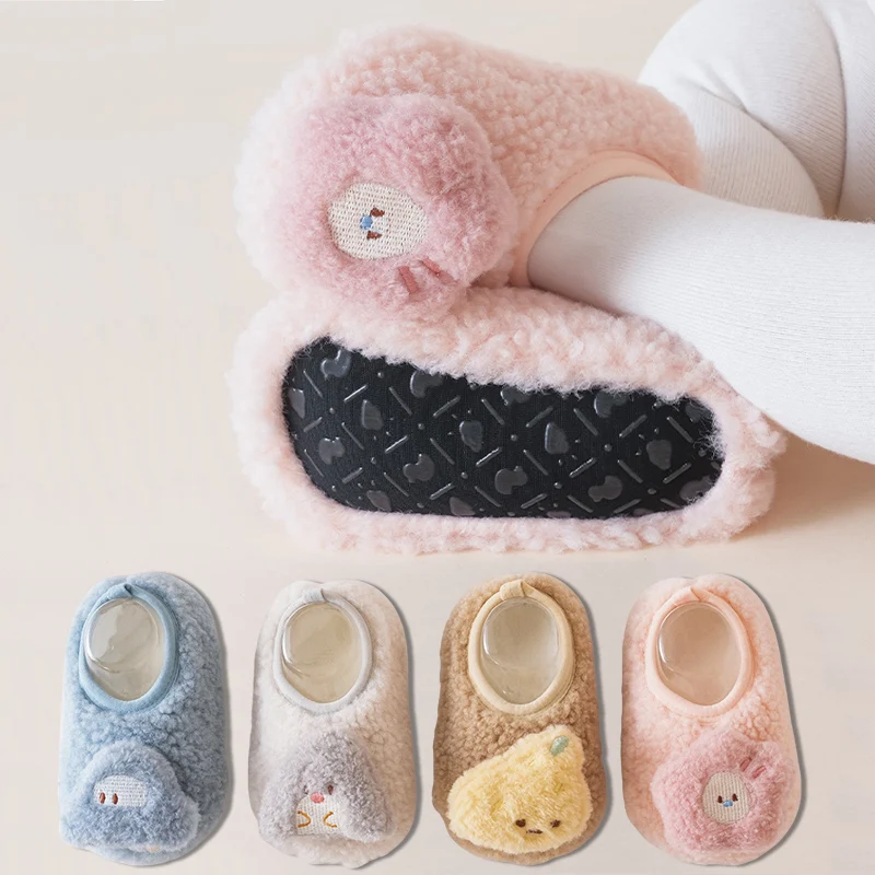Winter Baby Floor Socks Cartoon Doll Thickened Warm Indoor Non-slip Baby Toddler Slipper Socks Infant Walking Socks for Kids