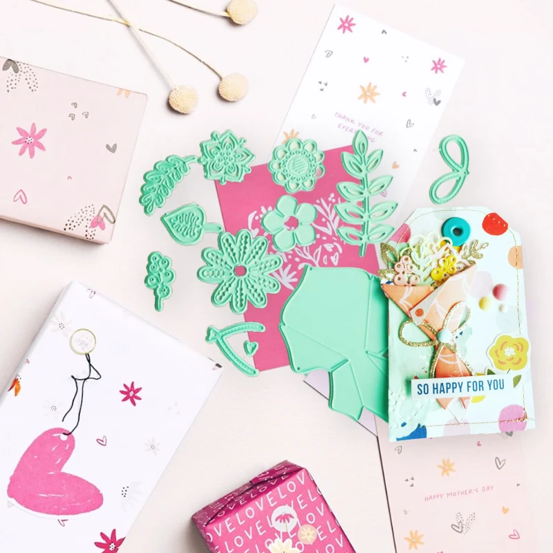 Salina studio estênceis decoração de metal cortadores estêncil para scrapbooking buquê pacote cardmaking novos selos e dados 2022