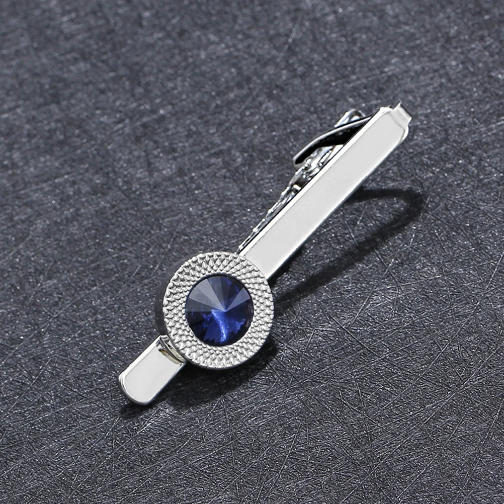 

2 Pcs Tie Clip Shirt Cufflink Mens European Fashion Stainless Steel Crystal Man