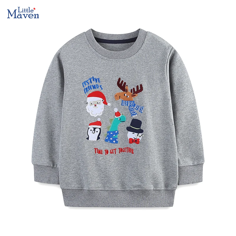 

Little maven 2024 Autumn Spring Kids Clothes Baby Boys Children's Clothing Cartoon Christmas Santa Claus Sweatshirts Tops