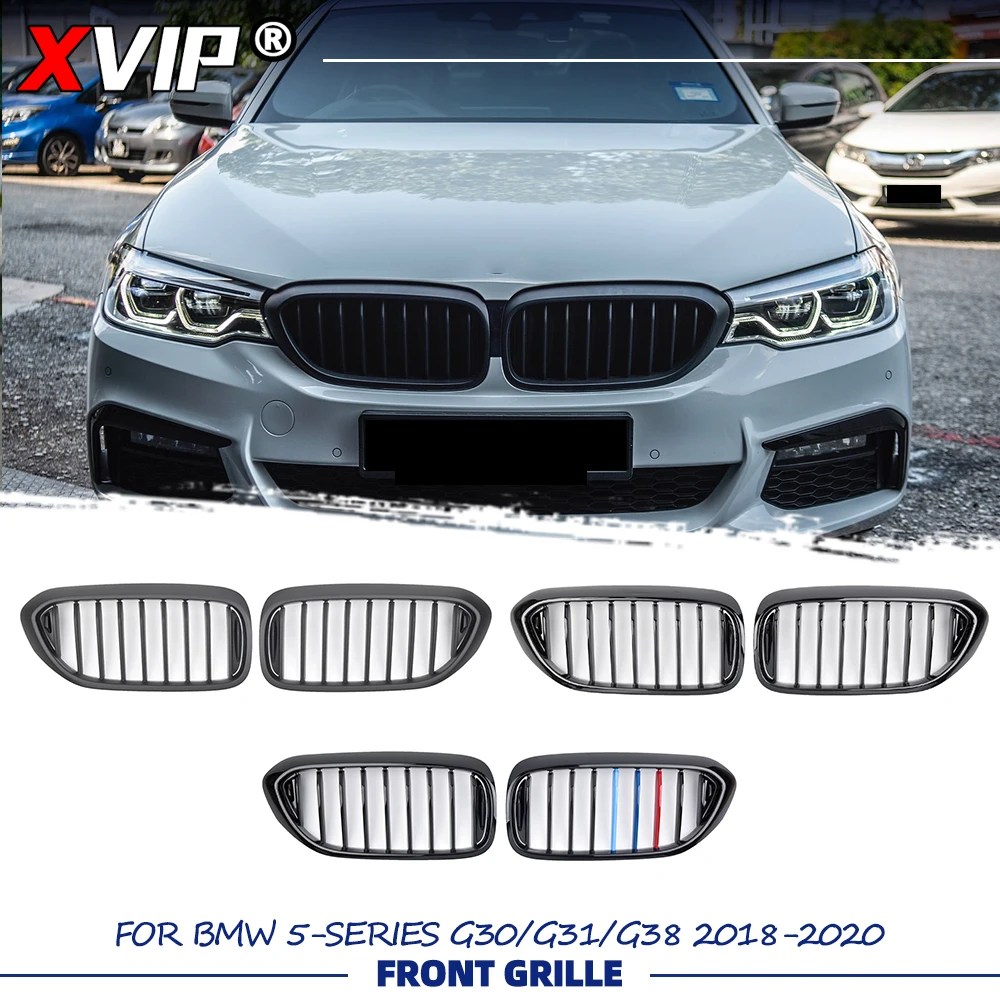 

Матовые черные верхние гоночные решетки XVIP для BMW 5-й серии G30 G31 G38 2018-2020, однолинейный стиль, для переднего бампера