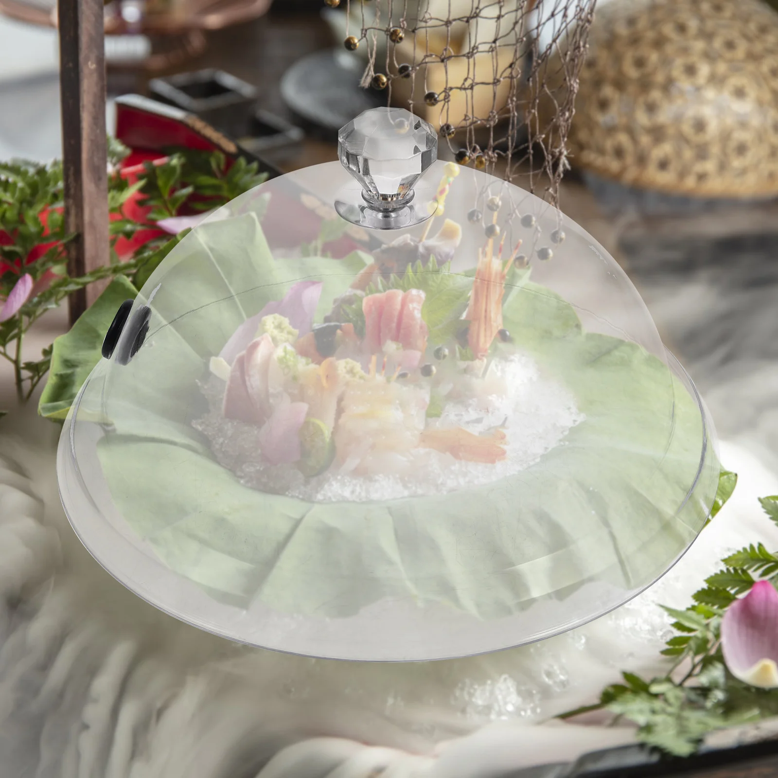 

2Pcs Western Cuisine Smoke Covers Transparent Acrylic Pc Heat Resistant Food Lid Protective Dessert Cover Smoking Lid