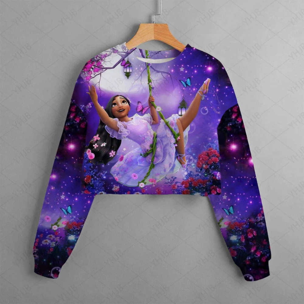 

New Casual New Spring and Autumn Disney Princess Children's Clothing Print Girls Short Hoodie Sweater Comfortable and Cute Top