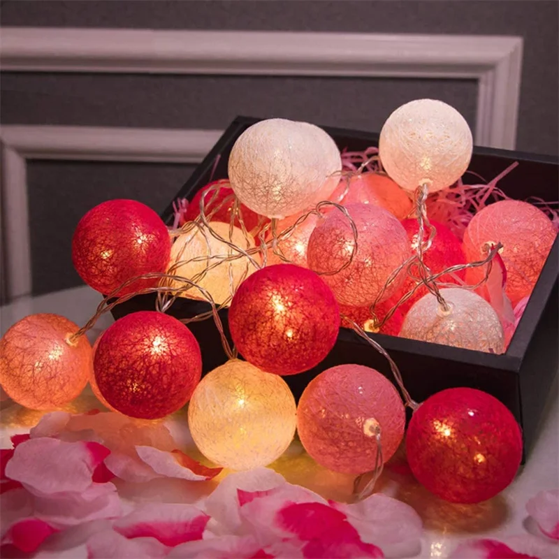 Cotton Ball String Lights USB Battery Operated 6CM Cotton Ball String Light Indoor Decor Lighting for Kids Room Party Wedding
