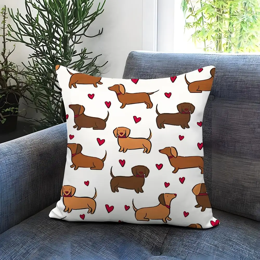 Sausage Dog Cushion Cover Comfortable Reversible Pillow Cover Ideal for Car Sofa Bedroom & Beyond