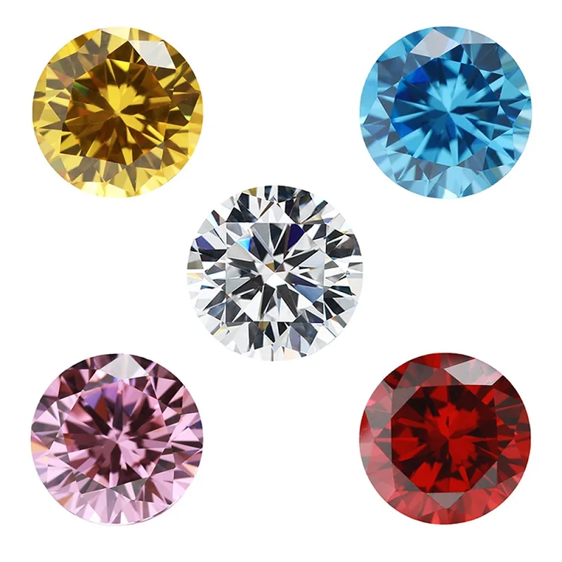 

1.0mm~10.0mm 5A Round Cut Cubic Zirconia Synthetic Gemstone White GoldenYellow Pink Garnet SeaBlue Mix 5 Colors Loose CZ Stone