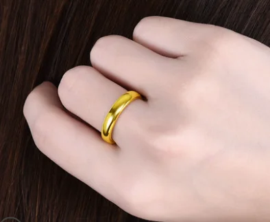 24k pure gold rings real 999 rings for couples 3D gold wedding rings  shiny surface simple rings  gold finger ring 4mm  big size