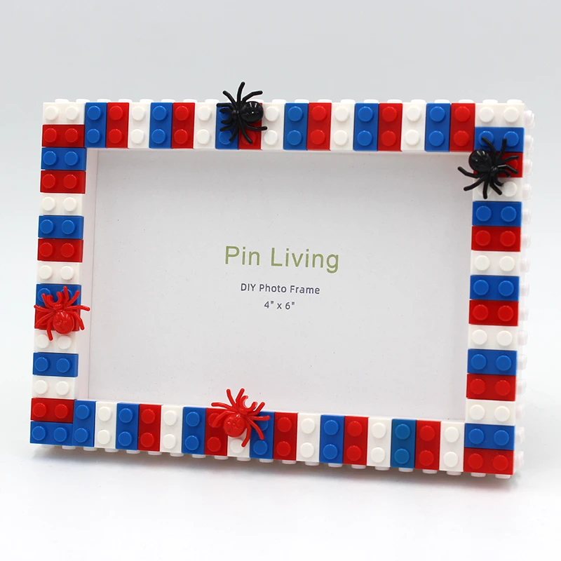 Pinliving DIY Spider Color Building Blocks Photo Frame ,Handmade Creative Activity Gift,Picture Frame For Home Decoration