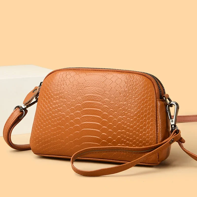 2024 New Single Shoulder Messenger Bag Fashionable Leather Genuine Leather Crocodile pattern Handbag Women\'s Crossbody Small Bag