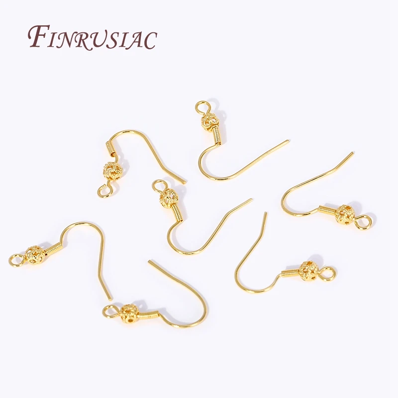 10/20/30Pcs Biżuteria kolczyki haki w sprzedaży hurtowej 18K pozłacane Earwire z kwiatowy koralik, kolczyki diy akcesoria do rękodzieła