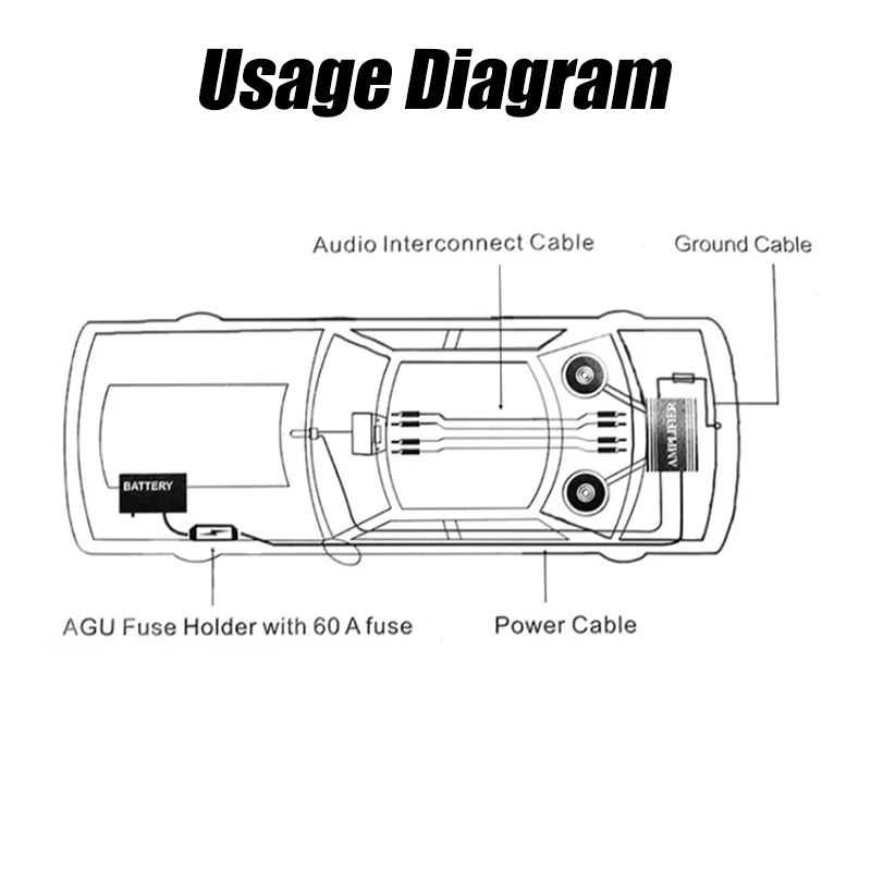 10/8/6/4 GA Car Amplifier Wiring Kit Car Amplifier Cable Set 60Amp Fuse Holder Set Subwoofer Modification Connection Cable Kit