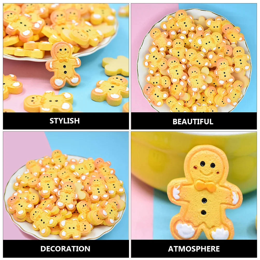 20 Pcs Christmas Accessories Decorations Gingerbread Man Xmas Tree Mould Simulation Resin DIY Crafts