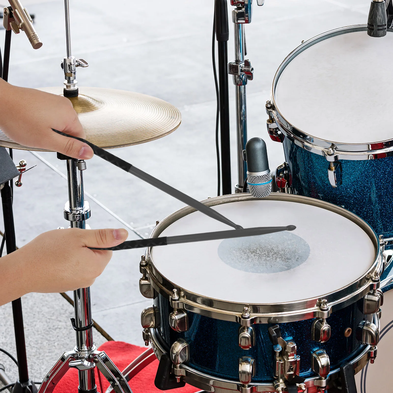 

3 Pairs Anti-slip Drum Stick Drumsticks for Beginner Nylon with Non-skid Covers Handle Child