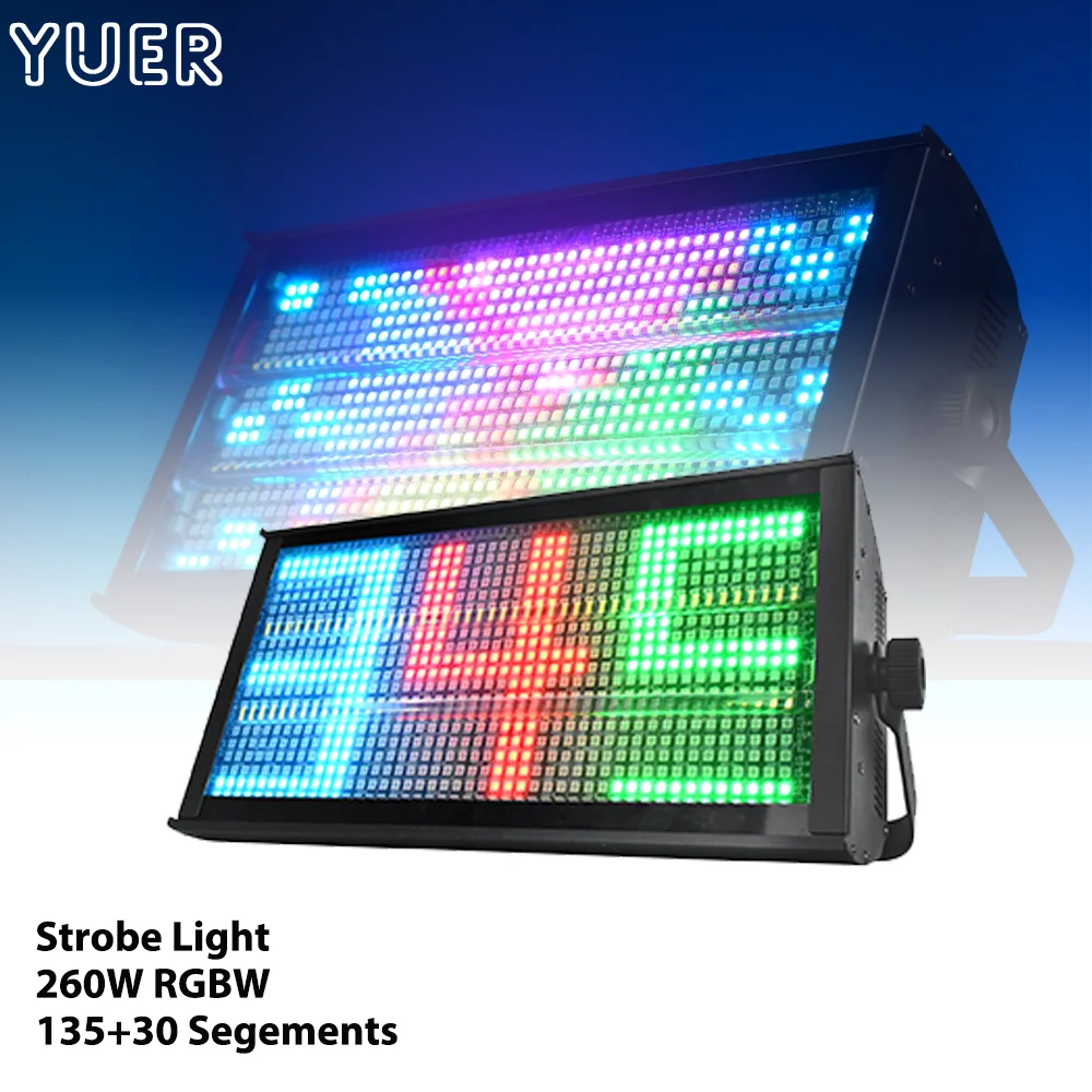 

New 260W RGBW 135+30 Segments Strobe Light Wall Wash Horse Racing Effect Stage Light DMX512 For DJ Disco Wedding Bar Nightclub