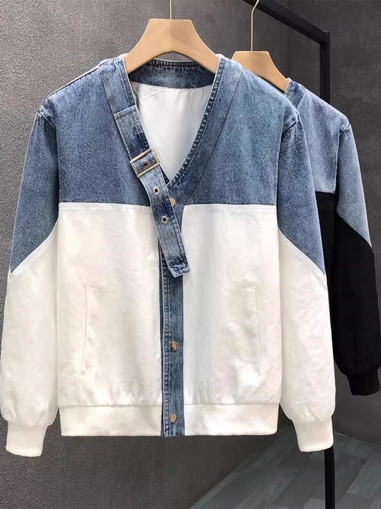 

Повседневная мужская куртка с воротником-стойкой, весенне-осенняя универсальная верхняя одежда, удобная хлопковая и полиэстеровая смесь, длинная застежка на пуговицах све