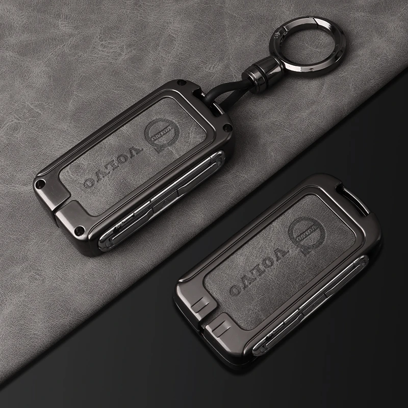 Zine Alloy Leather Car Key Case Cover Shell Holder For Volvo XC60 XC40 XC90 S90 V60 S60 V90 C40 Polestar 1 Polestar 2 Accessory