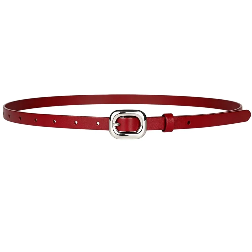 

Trendy Adjustable Women's Thin Leather Belt Comfortable Simple Waist Belt Sturdy Jeans Belt Clothing Accessories