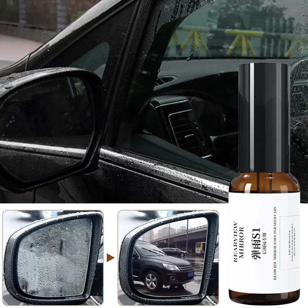 Car Water Repellent Spray 30ml Windshield Mirror Mask Auto Polish Kit Rearview Mirror Anti Fogging Windshield Defogging Coating