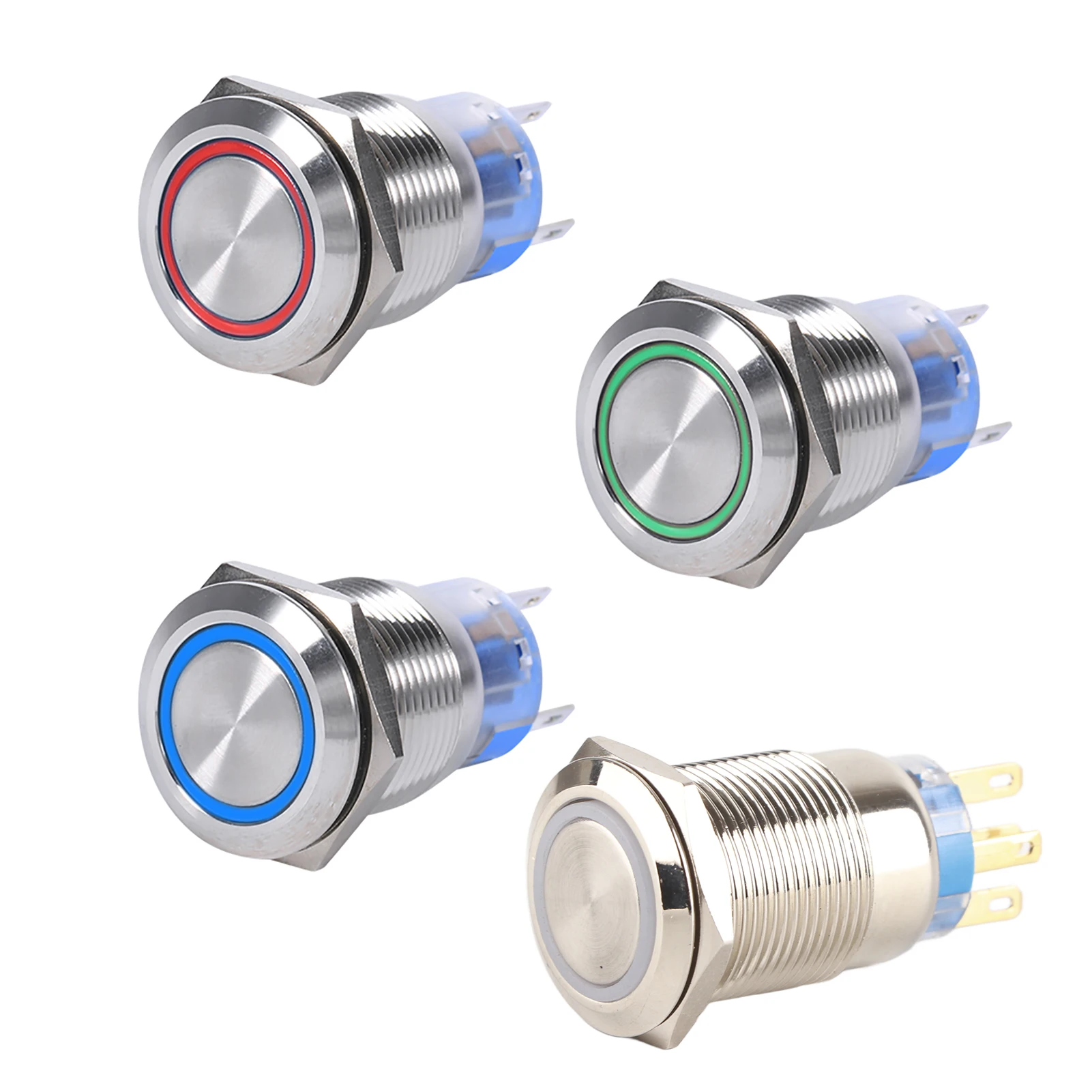 19mm 12‑24V LED Waterproof Stainless Selflocking Latching Push Button Switch On Off  Button Switch Self locking Switch