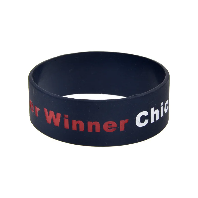 1 PC Winner Winner Chicken Dinner Silicone Bracelet 1 Inch Wide Women And Men Rubber Sports Bangle Debossed Printed Sport Band