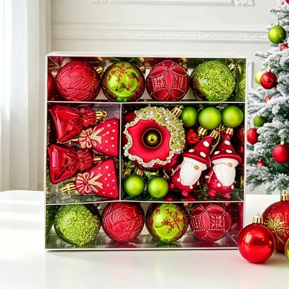 22Pcs/Set Durable 6CM Christmas Ball Shiny Creative Xmas Ornament Ball Christmas Tree Balls Scene Supplies