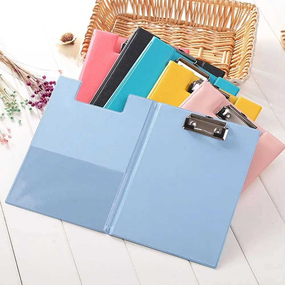 Simple PU Leather File Folder Color A4/A5 Clipboard Folding Contract Folder Gift