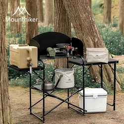 Mounthiker Outdoor Aluminum Alloy Foldable Storage Multiple People Mobile Kitchen Table for Camping Mountaineering Travel SZK358