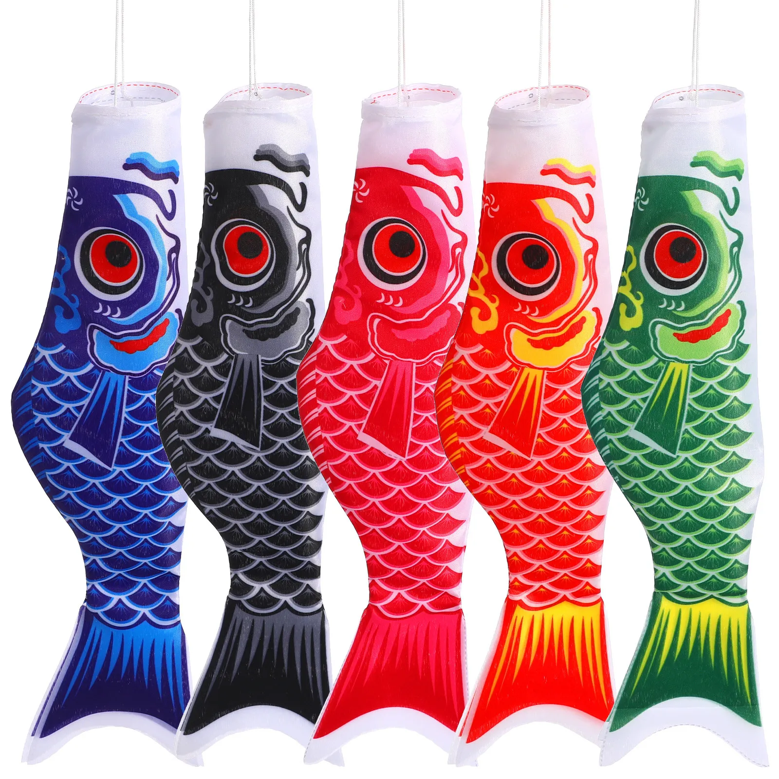 5 Pcs 40cm Hanging Koi Fish Flags Carp Windsock Streamer Kite Banner Japanese Garden Decoration Shaped Streamers