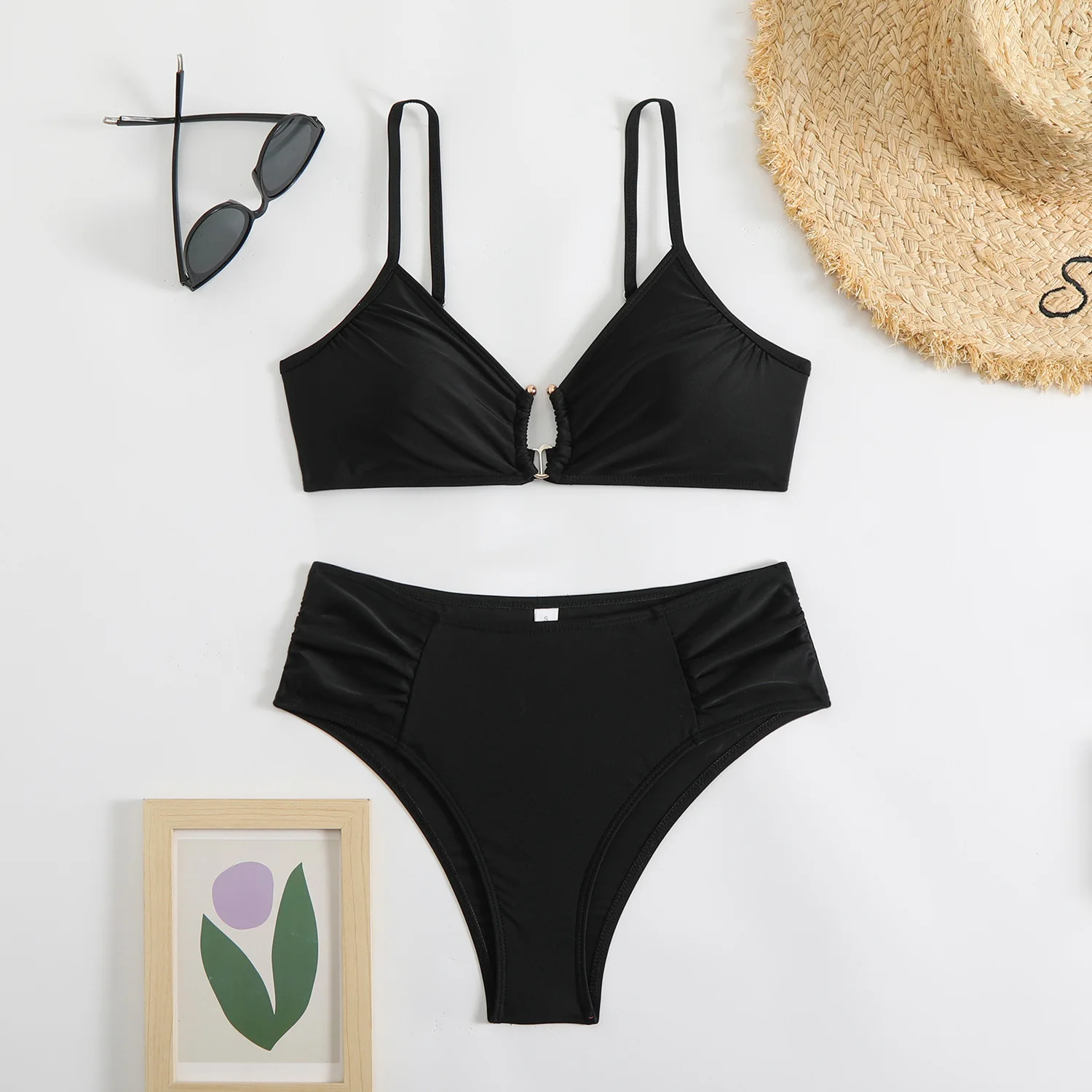 2025 Summer New Foreign Trade Cross-border Split Bikini Two-piece Set of Female Sexy Pure Swimsuit