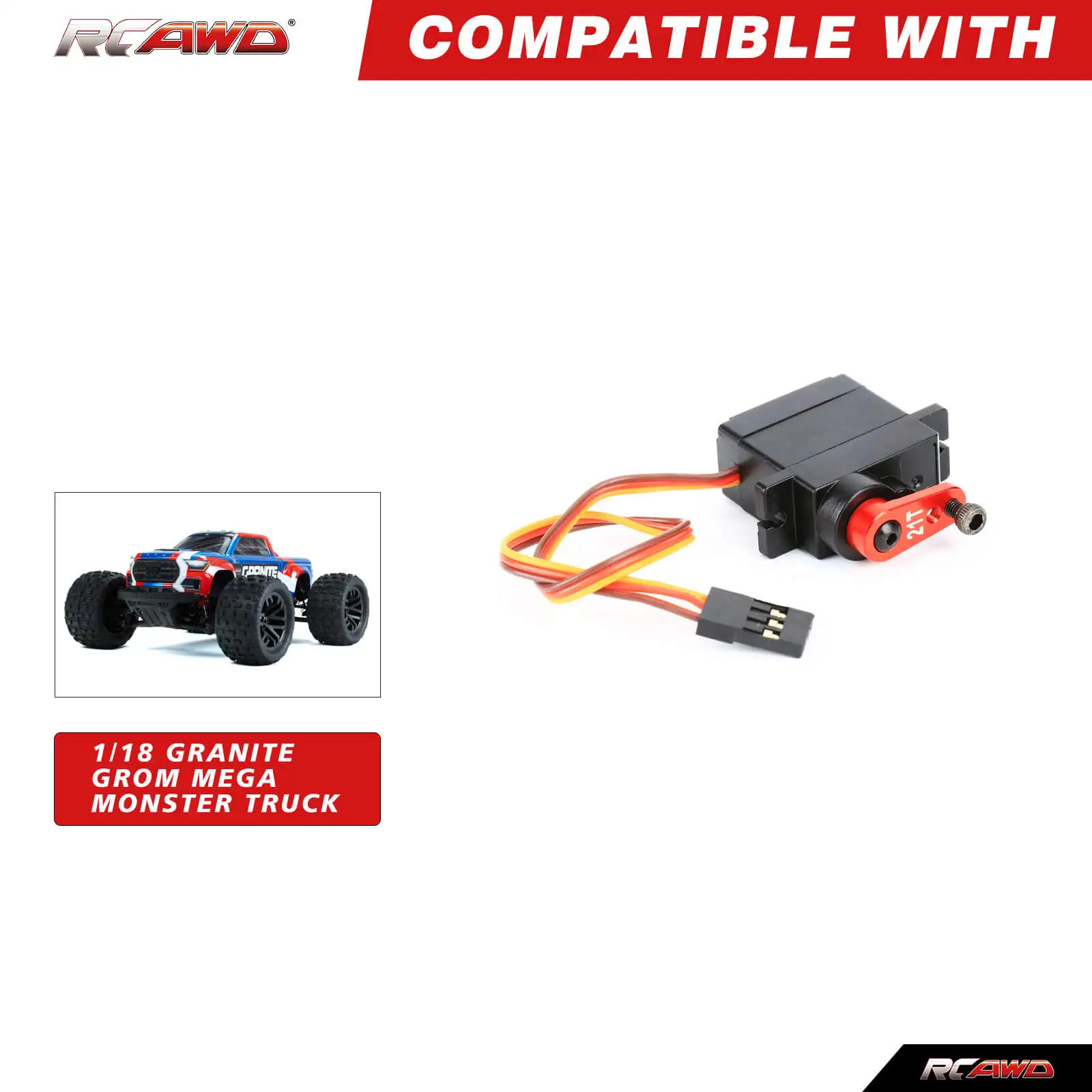 RCAWD Metal Gear Servo 1Kg + 21T servo arm for 1/18 ARRMA ARA2102 GRANITE TYPHON GROM upgrades parts