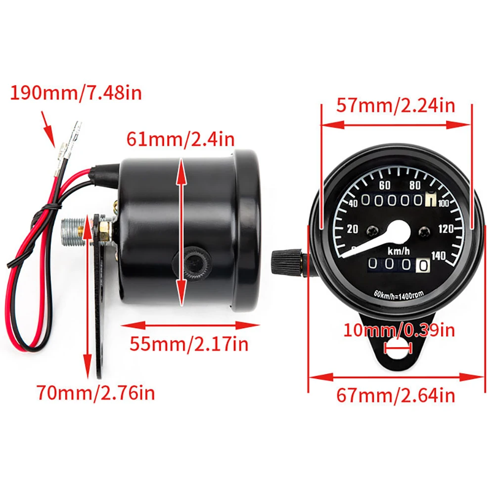 12V Universal Motorcycle Odometer Speedometer With Backlight Retro Pointer Tachometer Kmometer Modified Parts