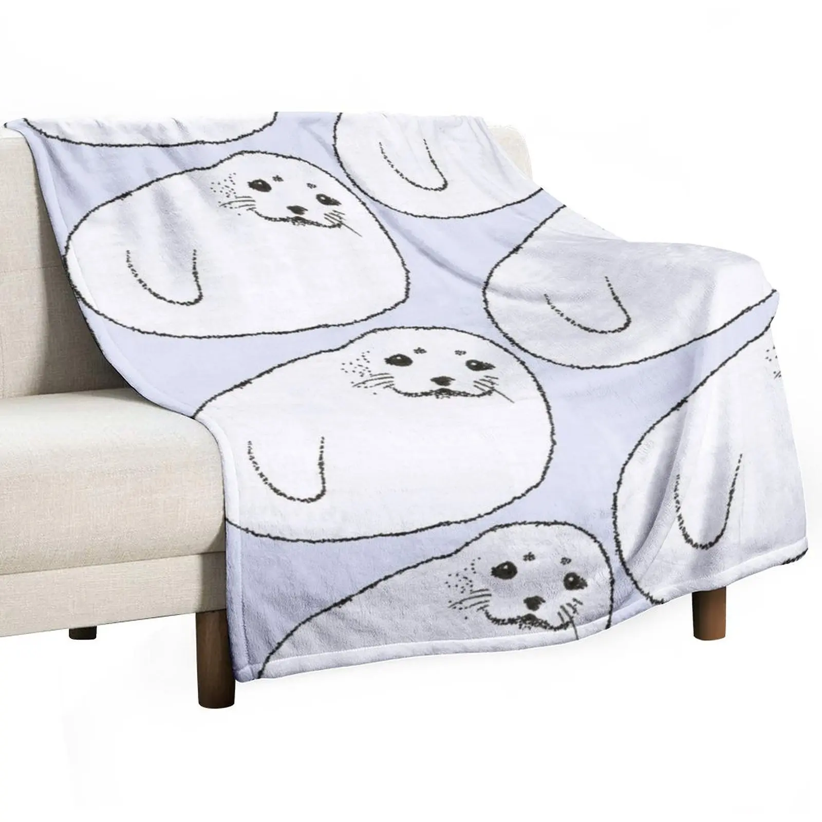 

Cute Harp Seal Pup Throw Blanket cosplay anime Furry Weighted Nap Blankets