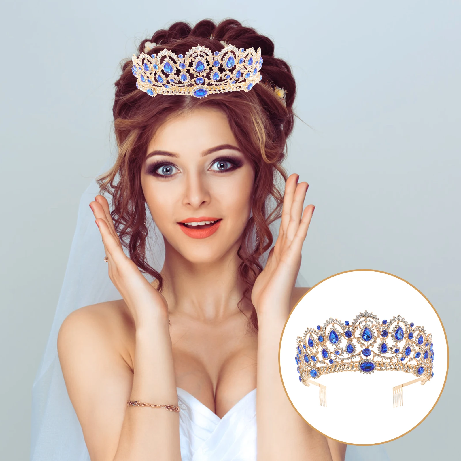 

Korean Style Water Drill Crown Hair Tiara Bridal Accessories For Women Girls Crown Party Headdress Headband Dress Up