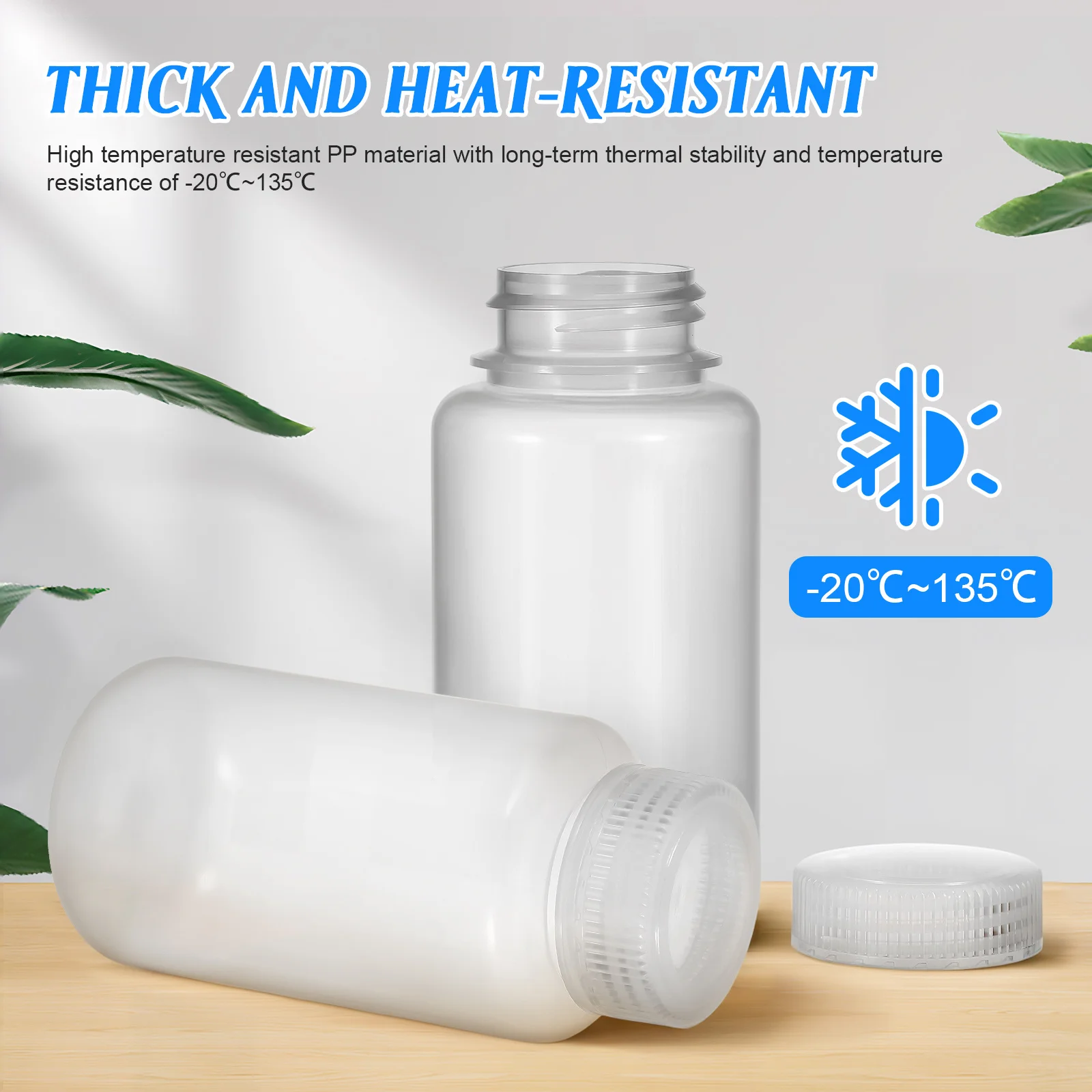 

8Pcs Leakproof Transparent Reagent Bottle High-Temperature Resistant Wide Mouth Lab Sample Containers Easy Filling