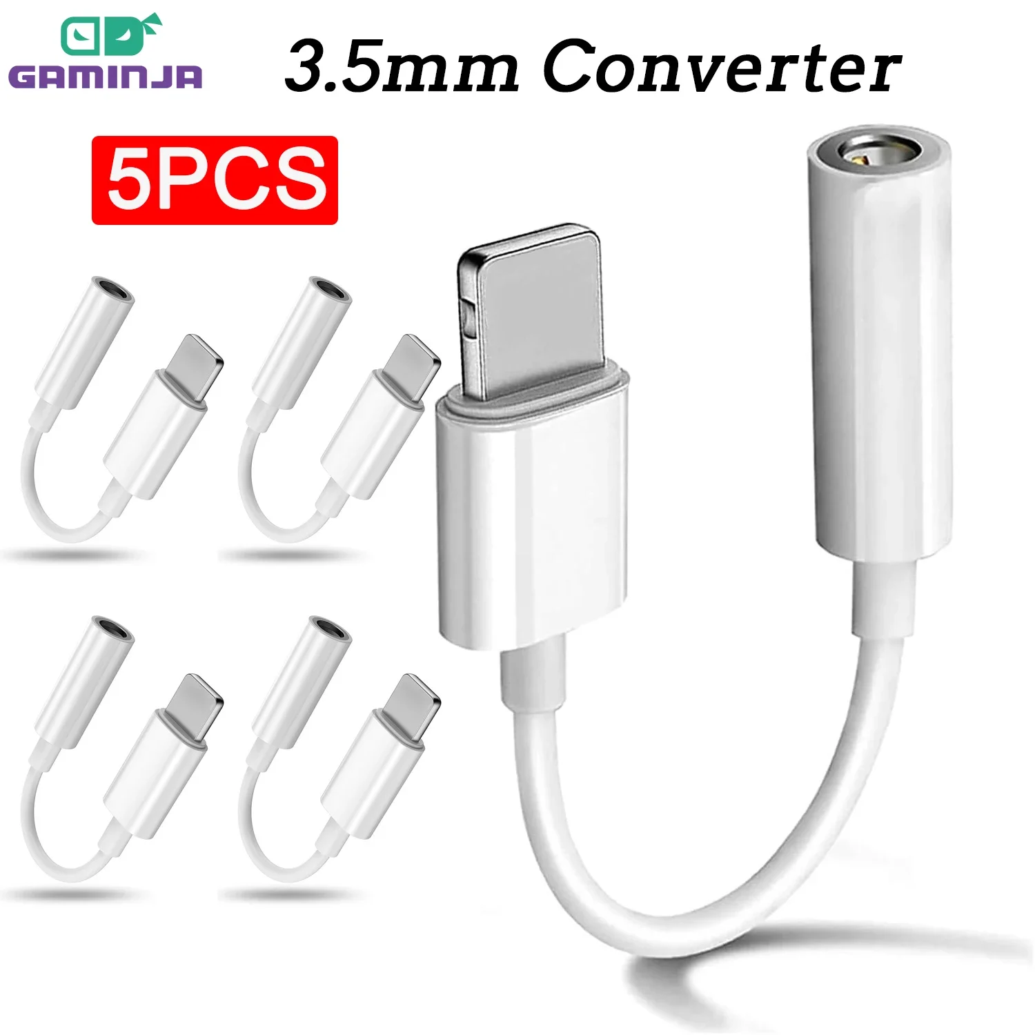 GAMINJA 3.5mm Headphone Jack Adapter Auxiliary Audio Dongle Converter For iPhone 14/13/12/11 Pro