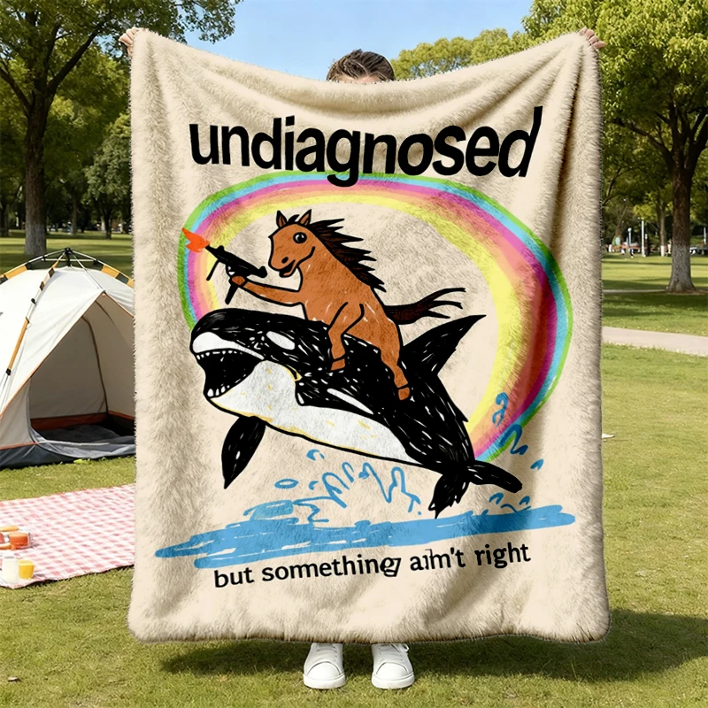 Undiagnosed But Something Ain't Right Flannel Blanket, Funny Meme Throw, Gen Z Humor Gift