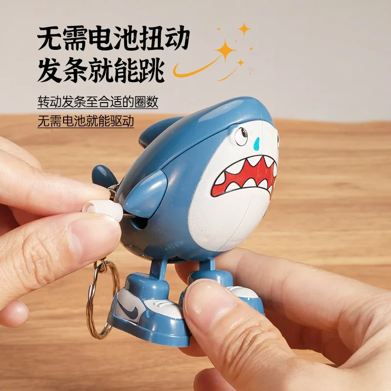 Klokwerk haai zwaaiend speelgoed opwindbaar cartoon grappige haai sleutelhanger hanger creatief decompressie klein speelgoed