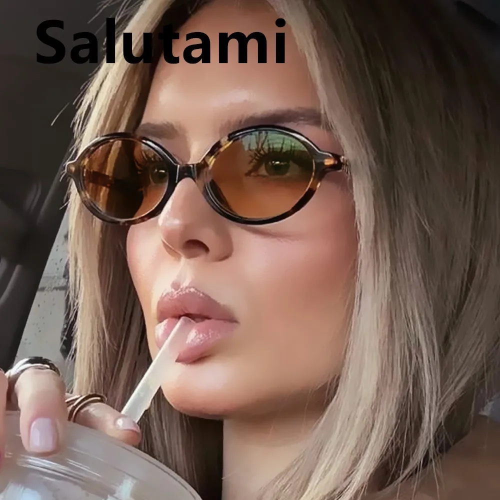 Vintage Small Oval Leopard Black Sunglasses for Women New Fashion Brand Gradient Elegant Y2K Sun Glasses Ladies Hip Hop Shades image 3