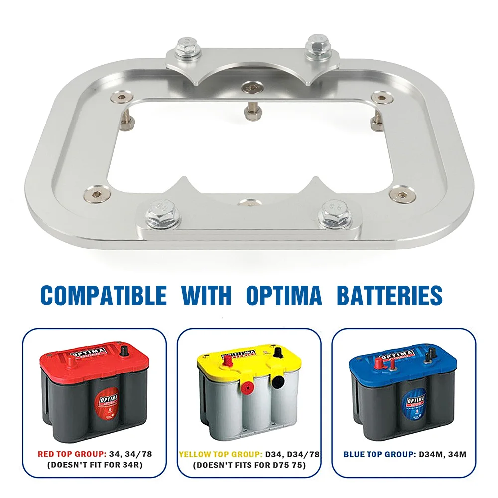 RASTP-New Aluminum Billet Battery Relocation Holder Mount Tray Hold Down Pallet Bracket For Optima 34M D34M D34 D34/78 34 34/78