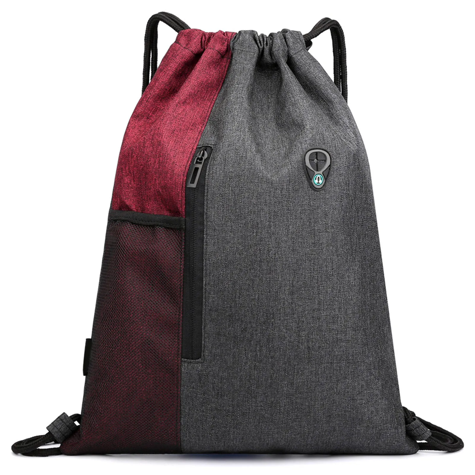 Gym Sack with Earphones  Drawstring Backpack Water-resistant Drawstring Bucket Bag Light Sack for Adults Teenagers sackpack