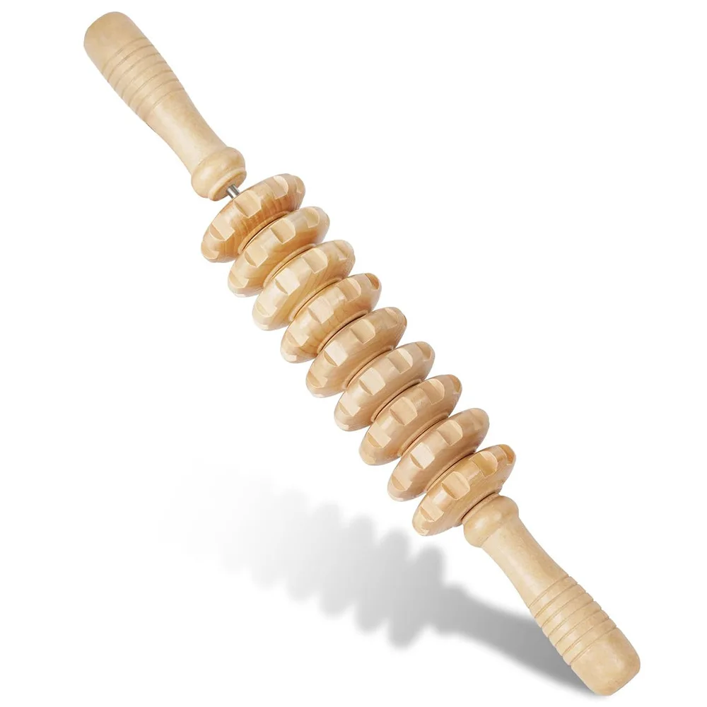 1PC Wood 9-wheel Massage Massager Roller Pain Relief Anti Cellulite Slimming Gua Sha Massager For Body Back Foot Masajeador