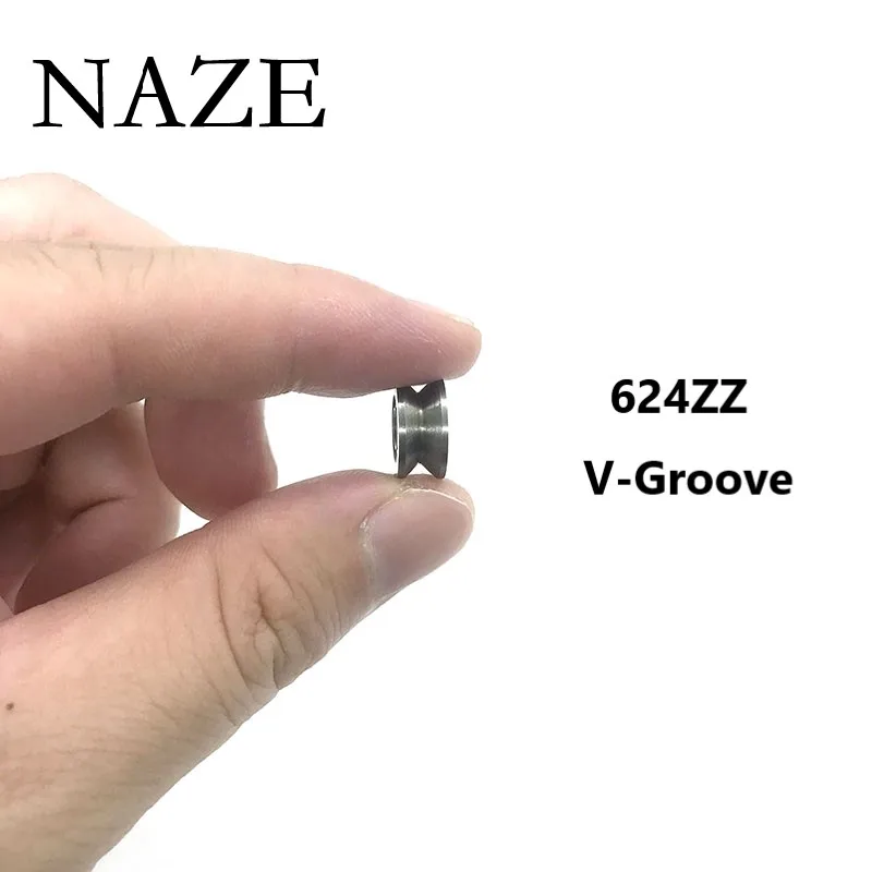 

NAZE 10pcs V624ZZ V-Groove/U624ZZ U-Groove Roller Wheel Small Ball Bearings Pulley Wheels Bearing Wire Track Guide Bearings